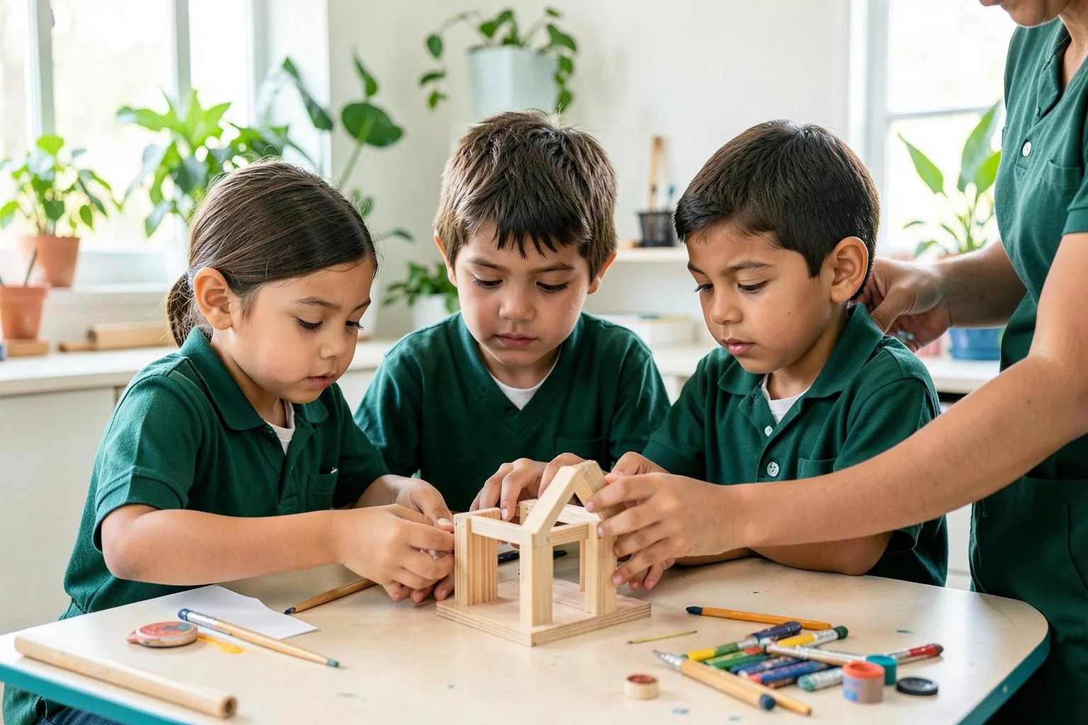 Exemplo ilustrativo: alunos construindo uma maquete em uma atividade escolar